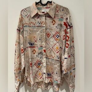 & Other Stories Silk Beige and Red Patterned Shirt